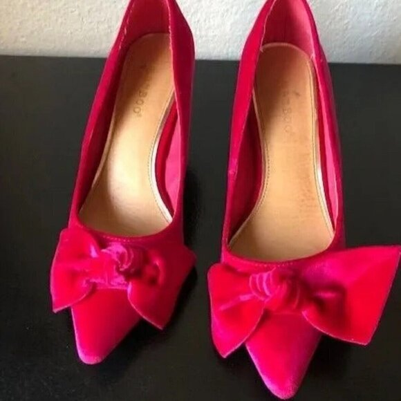 BAMBOO Pink Velvet Bow Pointed Toe Barbiecore High Heels Size 6 Y2K VIBES - Picture 9 of 10